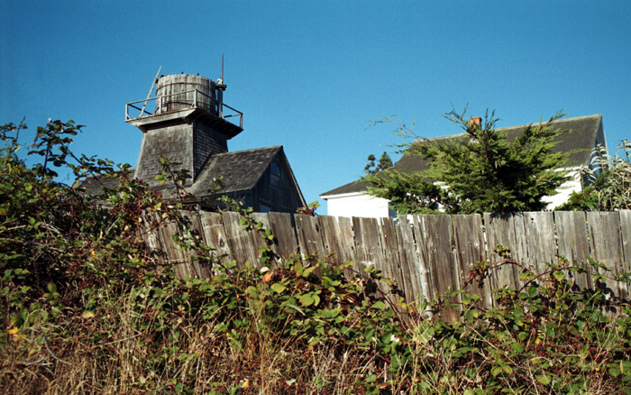 Photographs of the village of Mendocino, California.