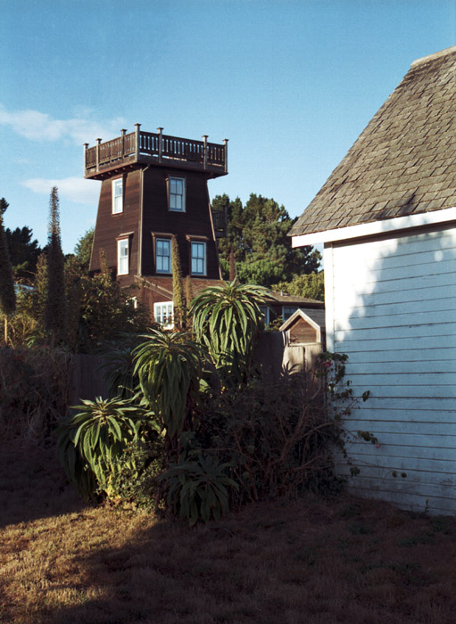 Photographs of the village of Mendocino, California.