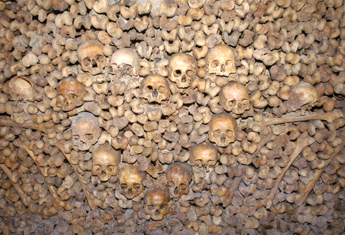 Photographs of the Catacombs, Paris.