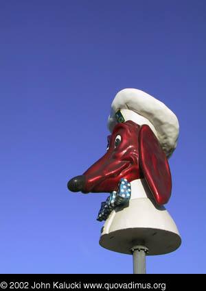 Photographs of the Doggie Diner sign at the Carousel burger stand.