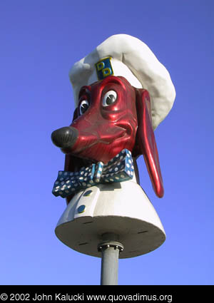 Photographs of the Doggie Diner sign at the Carousel burger stand.