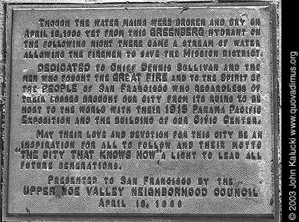 Photographs of Noe Valley Fire Hydrant that saved the Mission.