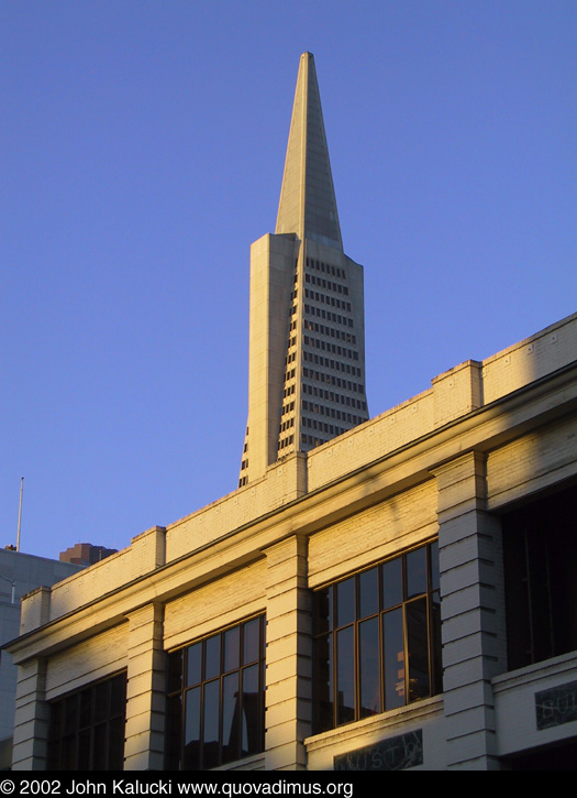 Photographs of San Francisco's Transamerica Building.