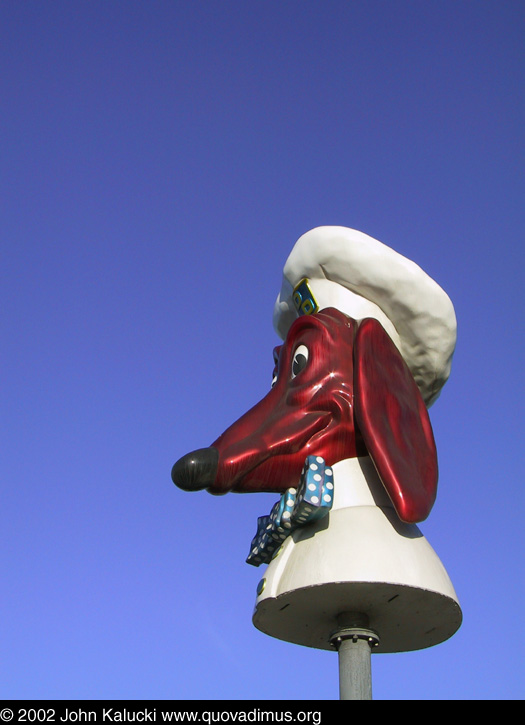 Photographs of the Doggie Diner sign at the Carousel burger stand.