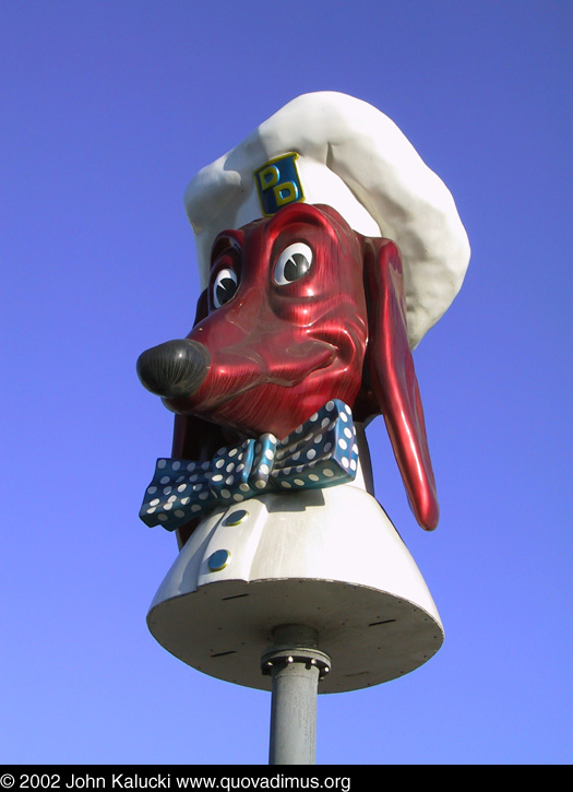 Photographs of the Doggie Diner sign at the Carousel burger stand.