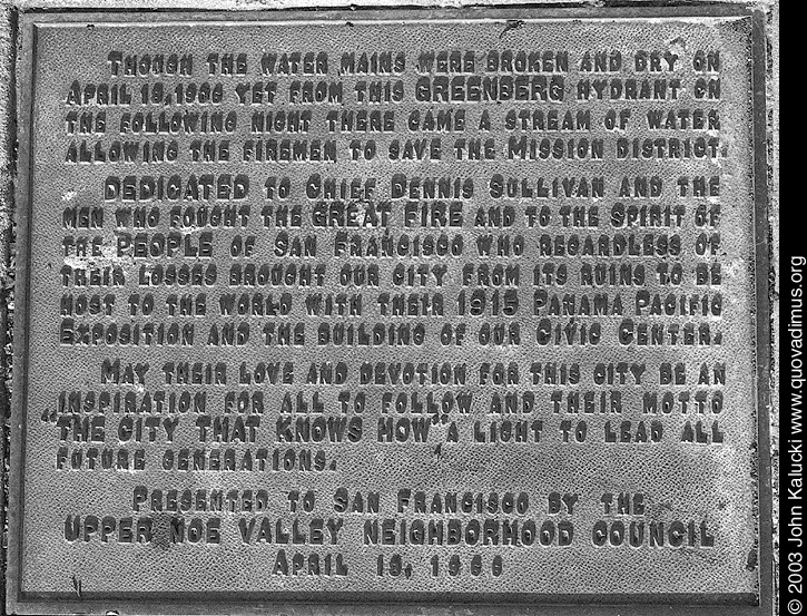 Photographs of Noe Valley Fire Hydrant that saved the Mission.