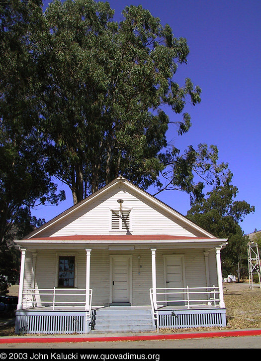 Barracks and other military buildings around Fort Baker's main parade grounds.