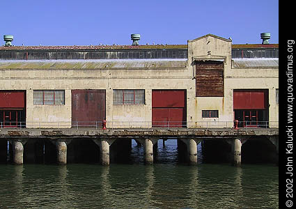 Photographs of the docks and warehouses at Fort Mason, San Francisco.