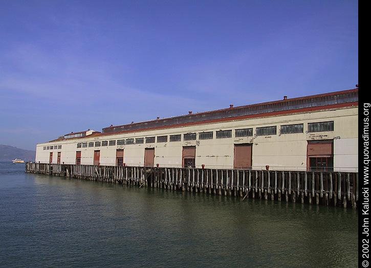 Photographs of the docks and warehouses at Fort Mason, San Francisco.