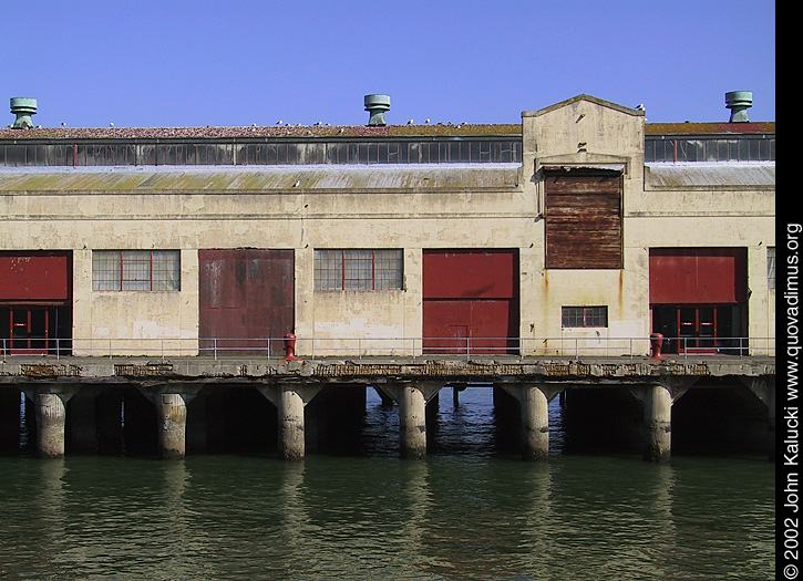 Photographs of the docks and warehouses at Fort Mason, San Francisco.