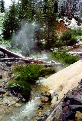 Photographs of Lassen National Volcanic Park during a late June snowstorm.