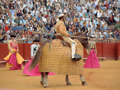 A bullfight in Sevilla, Spain.