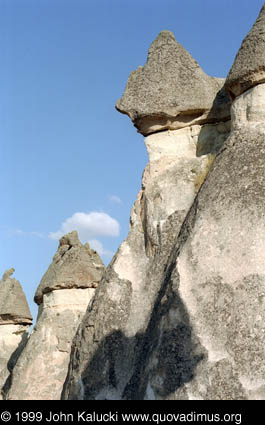 Photographs of Cappadocia, including cave dwellings, cave cities, the village of Cavusin, and the Derrent Valley.