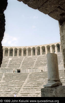 Photographs of the Roman amphitheater at Aspendos, Turkey.