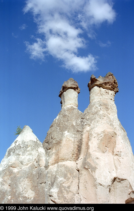 Photographs of Cappadocia, including cave dwellings, cave cities, the village of Cavusin, and the Derrent Valley.