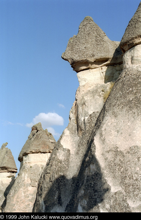 Photographs of Cappadocia, including cave dwellings, cave cities, the village of Cavusin, and the Derrent Valley.