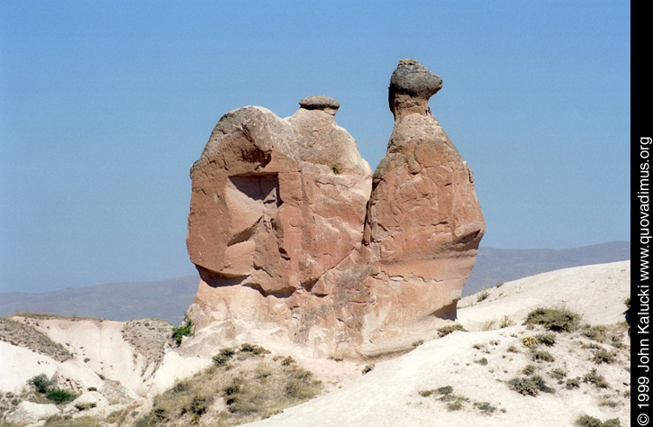 Photographs of Cappadocia, including cave dwellings, cave cities, the village of Cavusin, and the Derrent Valley.