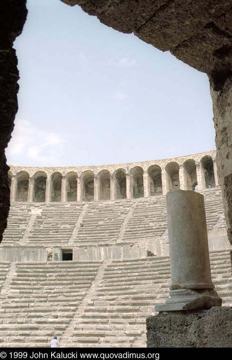 Photographs of the Roman amphitheater at Aspendos, Turkey.