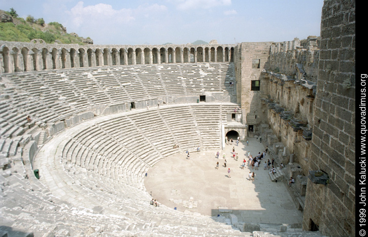 Photographs of the Roman amphitheater at Aspendos, Turkey.