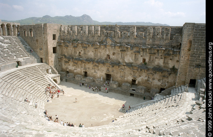 Photographs of the Roman amphitheater at Aspendos, Turkey.