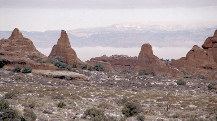 Winter photographs of Devil's Garden, Arches National Park, Utah.