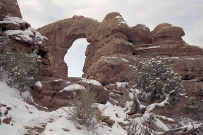 Winter photographs of the Windows area, Arches National Park, Utah.