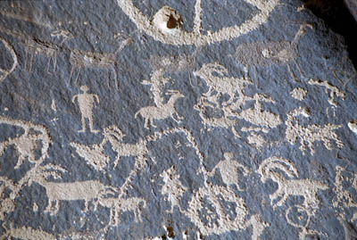 Photographs of petroglyphs around Canyonlands National Park, Utah. Images from both Newspaper rock and the Colorado River gorge