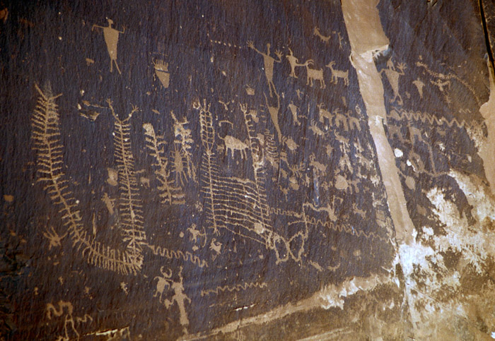 Photographs of petroglyphs around Canyonlands National Park, Utah. Images from both Newspaper rock and the Colorado River gorge