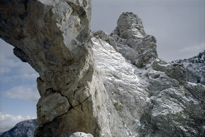 Winter photographs of the Lexington Arch in Great Basin National Park, Nevada.