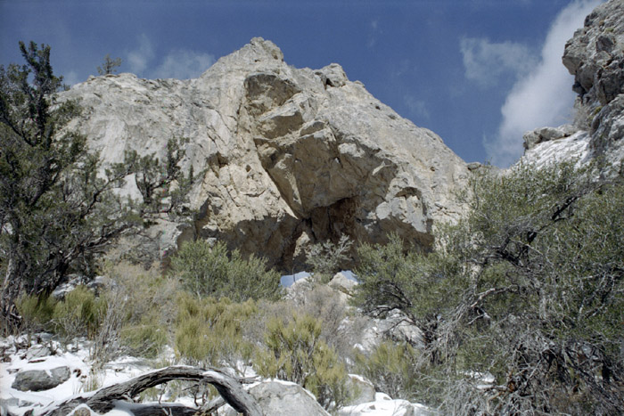 Winter photographs of the Lexington Arch in Great Basin National Park, Nevada.