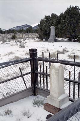 Photographs of the charcoal ovens and cemetery of the Ward Mining District, Nevada